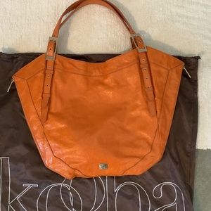 Kooba large orange leather tote